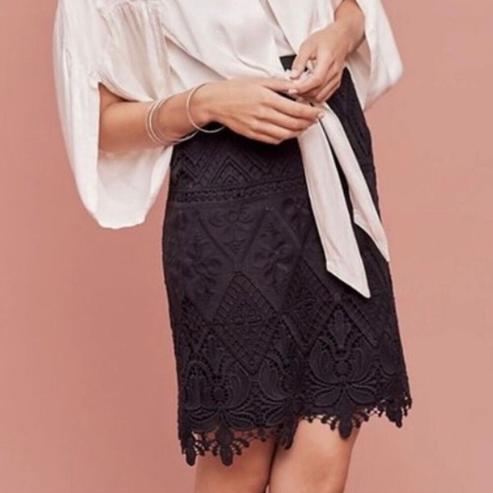 Moulinette Soeurs Black Crochet Lace Overlay Skirt Cotton 6 Dark Academia